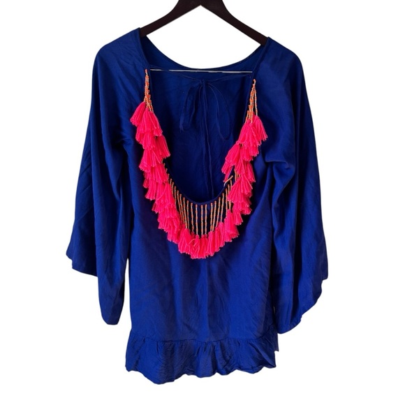 Sundress X Revolve Indiana Tassel Swim Cover-up Dress Blue & Pink Size XS/S - Picture 1 of 7